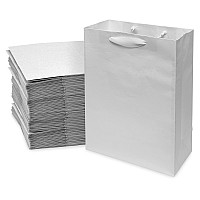 White Gift Bags With Handles 10X5X13 50 Pack Kraft Paper Gift Bags Medium Size Bulk Gift Bags Boutique Bags For Shopping Pa