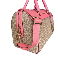 Michael Kors Mk Jet Set Travel Medium Duffle Bag Satchel Mk Signature Tea Rose