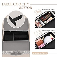 Joligrace Makeup Train Case Organizer Box Professional Multipurpose Cosmetic Storage With Sliding Trays Polish Slots Mirror