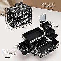 Joligrace Makeup Train Case Organizer Box Professional Multipurpose Cosmetic Storage With Sliding Trays Polish Slots Mirror