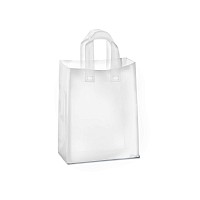 Frosted Plastic Gift Bags 50 Pack 8 X 10 X 4 Clear Frosted Bags With Soft Loop Handles For Gifts Retail And More