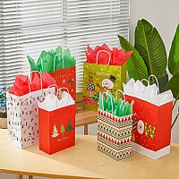 Suncolor Pack Of 24 Christmas Gift Bags Assorted Sizes With Tissue Paper 8 Large 13 8 Medium 11 8 Small 9