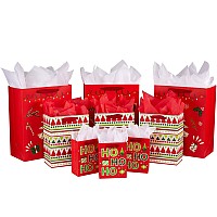 Suncolor 9 Pack Christmas Gift Bags Assorted Sizes With Tissue Paper 3 Large 13 3 Medium 9 3 Small 6