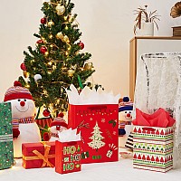 Suncolor 9 Pack Christmas Gift Bags Assorted Sizes With Tissue Paper 3 Large 13 3 Medium 9 3 Small 6