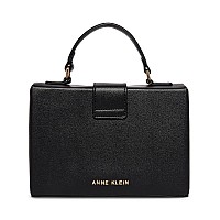 Anne Klein Convertible Box Bag With Ak Enamel Turn Lock Blackblack