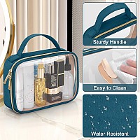 Wedama Tsa Approved Toiletry Bag 2 Pack Clear Makeup Bags With Handles Quart Size Clear Toiletry Bags Pvc Cosmetic Bag For Wo