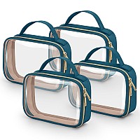 Wedama Tsa Approved Toiletry Bag 4 Pack Clear Makeup Bags With Handles Quart Size Clear Toiletry Bags Pvc Cosmetic Bags For W