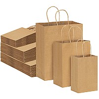 Moretoes 150Pcs Paper Bags With Handles Assorted Sizes Kraft Gift Bags Bulk Brown Paper Bags For Small Business Shopping Bags