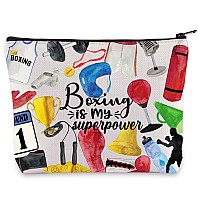 Wzmpa Funny Boxing Cosmetic Bag Boxer Gifts Boxing Is My Super Power Makeup Zipper Pouch Bag Boxing Lover Merchandise Boxing Po