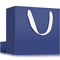 Eusoar Royal Blue Gift Bags 50 Pack 86X39X7 Inches Small Kraft Paper Bags With Handles Heavy Duty Bags For Wedding Grocery