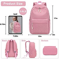 School Backpack For Teens Large Corduroy Bookbag Lightweight 17 Inch Laptop Bag For Girls Boys Casual High School College