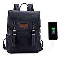 Wrangler Backpack For Women Men Vegan Leather Travel Laptop Backpack Navy Blue College Backpack With Usb Charging Port Wg9804