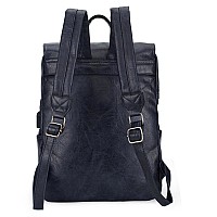 Wrangler Backpack For Women Men Vegan Leather Travel Laptop Backpack Navy Blue College Backpack With Usb Charging Port Wg9804