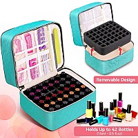 Nail Polish Organizer Case Holds 42 Bottles 15Ml05 Floz Doublelayer Nail Polish Storage With Adjustable Dividers Portabl