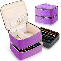 Nail Polish Organizer Case Holds 42 Bottles 15Ml05 Floz Doublelayer Nail Polish Storage With Adjustable Dividers Portabl