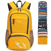 Fengdong 35L Lightweight Foldable Waterproof Packable Travel Hiking Backpack Daypack For Men Women Yellow