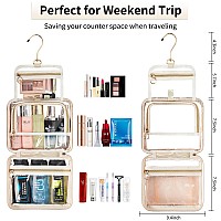 Cubetastic Clear Makeup Bags Toiletry Bag Hanging Travel Bag For Toiletries 3 Compartment Transparent Cosmetic Organizer Case