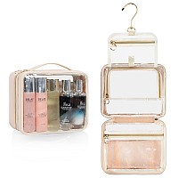 Cubetastic Clear Makeup Bags Travel Make Up Organizer Storage Case Hanging Toiletry Bag With Zipper Compartment Small Travel