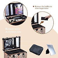 Adazzo Professional Makeup Artist Rolling Train Case Multi-functional Cosmetic Train Case Large Trolley Storage Case for Nail Technicians Cosmetology Case for Hairstylist Rose Gold