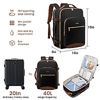 Lovevook 40L Large Travel Backpack For Women Men 17 Inch Carry On Backpack For Traveling On Airplane Personal Item Bag Airline