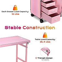 Byootique Rolling Manicure Table Portable Nail Table Foldable Nail Desk Mobile Station Travel Makeup Train Case Cosmetic Trolley