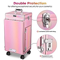 Byootique Rolling Manicure Table Portable Nail Table Foldable Nail Desk Mobile Station Travel Makeup Train Case Cosmetic Trolley