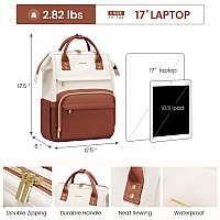 Lovevook Leather Backpack For Women17 Inch Leather Laptop Backpack Womenprofessional Work Backpack Nurse College Teacher Bagw