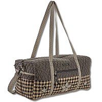 Bella Taylor Quilted Duffle Bag For Women Large Carry On Travel Weekend Bag Farmhouse Star Black And Tan Cotton Check