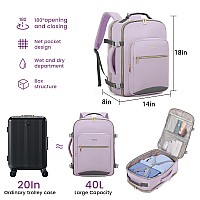 Lovevook 40L Large Travel Backpack For Women Men 17 Inch Carry On Backpack For Traveling On Airplane Personal Item Travel Bag