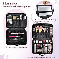 Adazzo Extra Large Professional Makeup Case 17X12X8 Inch Travel Makeup Train Case 3 Layers Makeup Artist Bag Nail Cases Organi