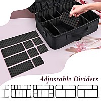 Adazzo Extra Large Professional Makeup Case 17X12X8 Inch Travel Makeup Train Case 3 Layers Makeup Artist Bag Nail Cases Organi