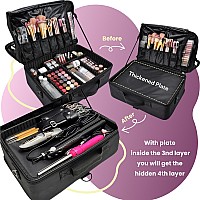 Adazzo Extra Large Professional Makeup Case 17X12X8 Inch Travel Makeup Train Case 3 Layers Makeup Artist Bag Nail Cases Organi