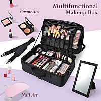 Adazzo Extra Large Professional Makeup Case 17X12X8 Inch Travel Makeup Train Case 3 Layers Makeup Artist Bag Nail Cases Organi