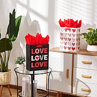 Suncolor 2 Pack 13 Large Valentines Day Gift Bags With Tissue Paper