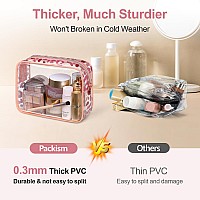 Packism Tsa Approved Toiletry Bag Rose Gold Leopard Print Clear Makeup Bag Suitable For Gifts With Supporting Frame Perfect