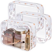 Packism Tsa Approved Toiletry Bag White Flower Print Clear Makeup Bag Suitable For Gifts With Supporting Frame Perfect For