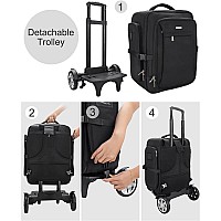 Relavel Rolling Makeup Case Backpack Travel Train Case Organizer With Big Wheels Cosmetic Case With 4 Pcs Makeup Bags