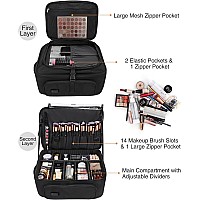 Relavel Rolling Makeup Case Backpack Travel Train Case Organizer With Big Wheels Cosmetic Case With 4 Pcs Makeup Bags