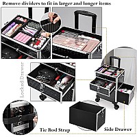 Joligrace Rolling Makeup Case With Wheels Drawers Large Professional Cosmetology Trolley Case Lockable Travel Cosmetic Storage