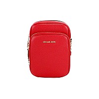 Michael Kors Jet Set Travel Medium Leather Crossbody Bag Bright Red