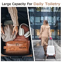 Flycalf Personalized Toiletry Bag For Men Shaving Bag Hanging Water Resistant Leather Fathers Day 2023 Large Capacity Organizer