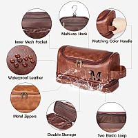 Flycalf Personalized Toiletry Bag For Men Shaving Bag Hanging Water Resistant Leather Fathers Day 2023 Large Capacity Organizer