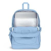 Jansport Cross Town Plus Backpack Large Main Compartment Side Water Bottle Pocket 15Inch Padded Laptop Sleeve Blue Dusk