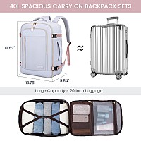 Lovevook Travel Backpack For Women Men 45L Carry On Backpack Personal Item Bag With 3 Packing Cubes Business Weekender Over