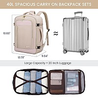 Lovevook Travel Backpack For Women Men 45L Carry On Backpack Personal Item Bag With 3 Packing Cubes Business Weekender Over