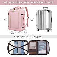 Lovevook Travel Backpack For Women Men 45L Carry On Backpack Personal Item Bag With 3 Packing Cubes Business Weekender Over