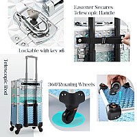 Adazzo Professional Rolling Makeup Train Case 3 In 1 Aluminum Trolley Case With 360 Rotation Wheels For Makuep Artist Cosmetic S