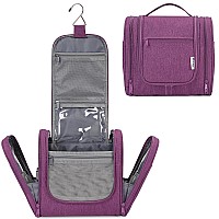 Narwey Large Hanging Toiletry Bag For Women Travel Makeup Bag Organizer Toiletries Bag Dry Wet Separation Dark Purple