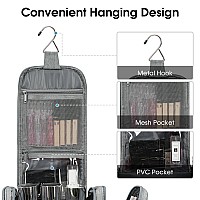 Narwey Large Hanging Toiletry Bag For Women Men Travel Makeup Bag Organizer Toiletries Bag Dry Wet Separation Grey