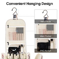 Narwey Large Hanging Toiletry Bag For Women Travel Makeup Bag Organizer Toiletries Bag Dry Wet Separation Beige Flamingo